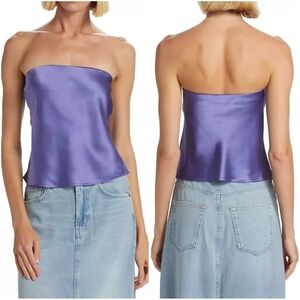 New Reformation 100% Silk Spritz Top Jacaranda Purple Strapless Large